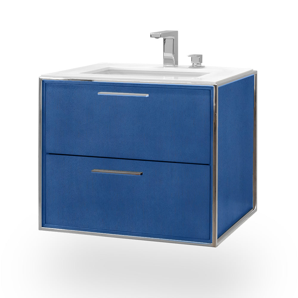 Lacava - Cabinet Of Wall-Mount Under-Counter Vanity Lin-Un-24 With Two Drawers (Pulls Included), Metal Frame, Solid Surface Countertop And Shelf. W: 23", D: 21", H: 19".