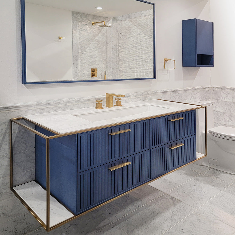 Lacava - Metal Frame For Wall-Mount Under-Counter Vanity Lin-Un-72B. Sold Together With The Cabinet And Countertop. W: 72", D: 21", H: 20".