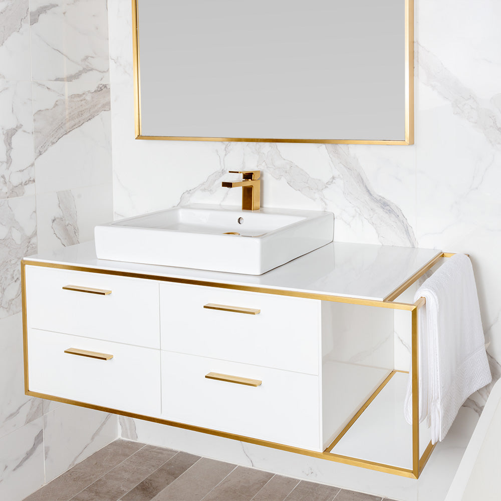 Lacava - Solid Surface Countertop For Wall-Mount Under-Counter Vanity Lin-Vs-48L. Sold Together With The Cabinet And Metal Frame. W: 44 1/2", D: 20 3/4", H: 1/2".