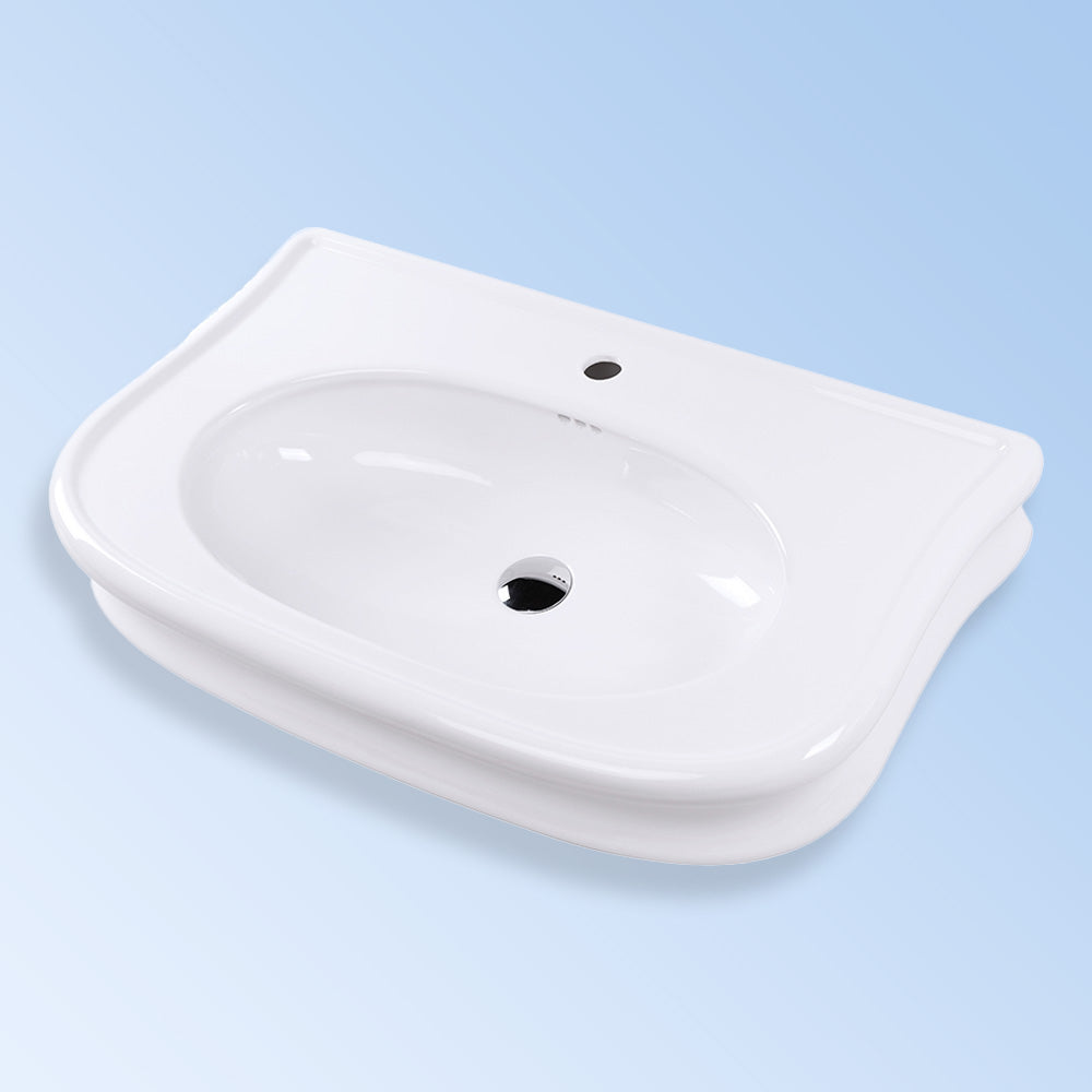 Lacava H252-00-001 - Wall-Mount Or Vanity Top Porcelain Bathroom Sink With An Overflow, With 00 - No Faucet Hole, 01 - One Faucet Hole, 02 - Two Faucet Holes (Center & Right) Or 03 - Three Faucet Holes In 8" Spread. W: 35 1/2", D: 21 1/4", H: 8 1/4"