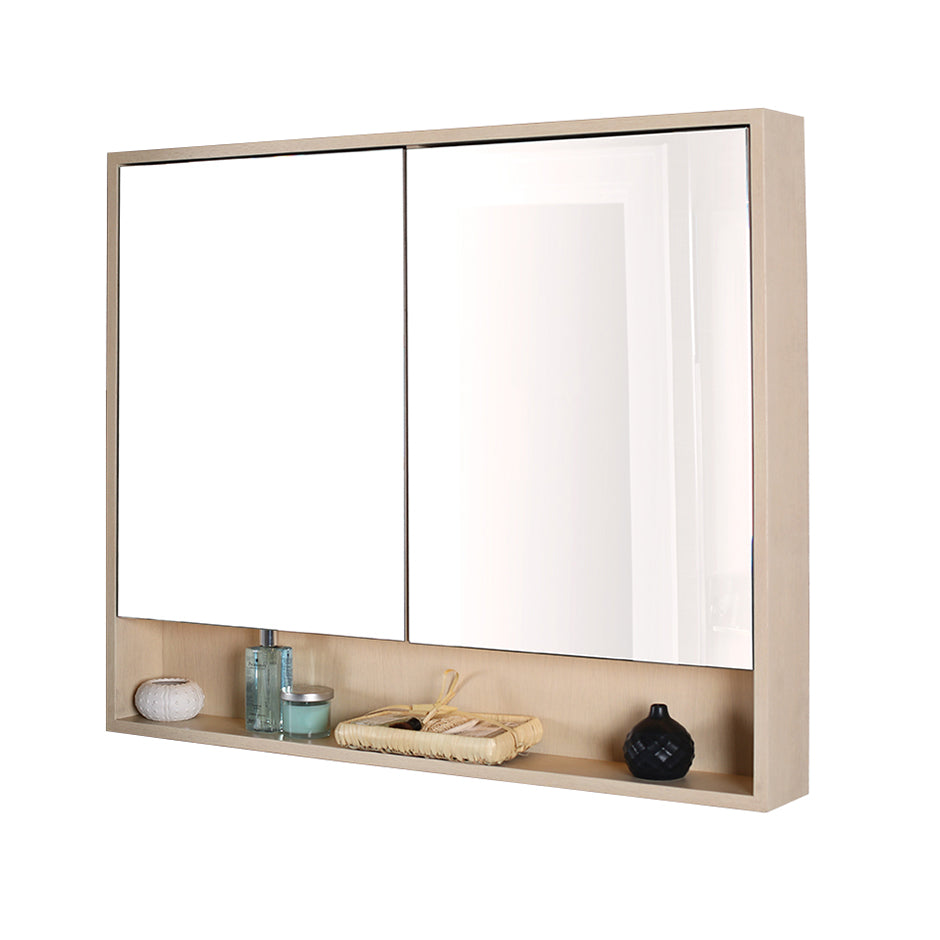 Lacava - Surface-Mount Medicine Cabinet With Two Mirrored Doors, Two Adjustable Glass Shelves In Each Section And Led Lights In Cubby. W: 41", D: 5", H: 34".