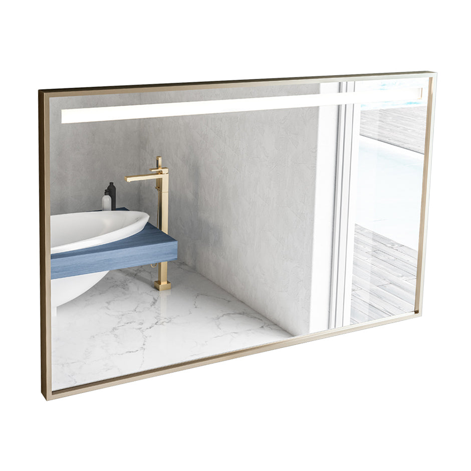 Lacava - Wall-Mount Mirror In Wooden Or Metal Frame With Led Light Behind Sand Blasted Frosted Section On Top. W:53", H:34", D: 2".