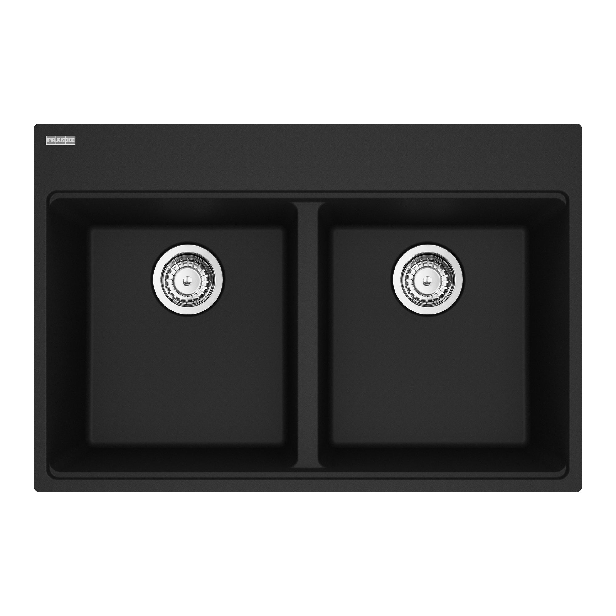 Franke MAG6201414-MBK-S- Maris Tm Grn Matte Black Dbl 33Cab With Strainer Basket