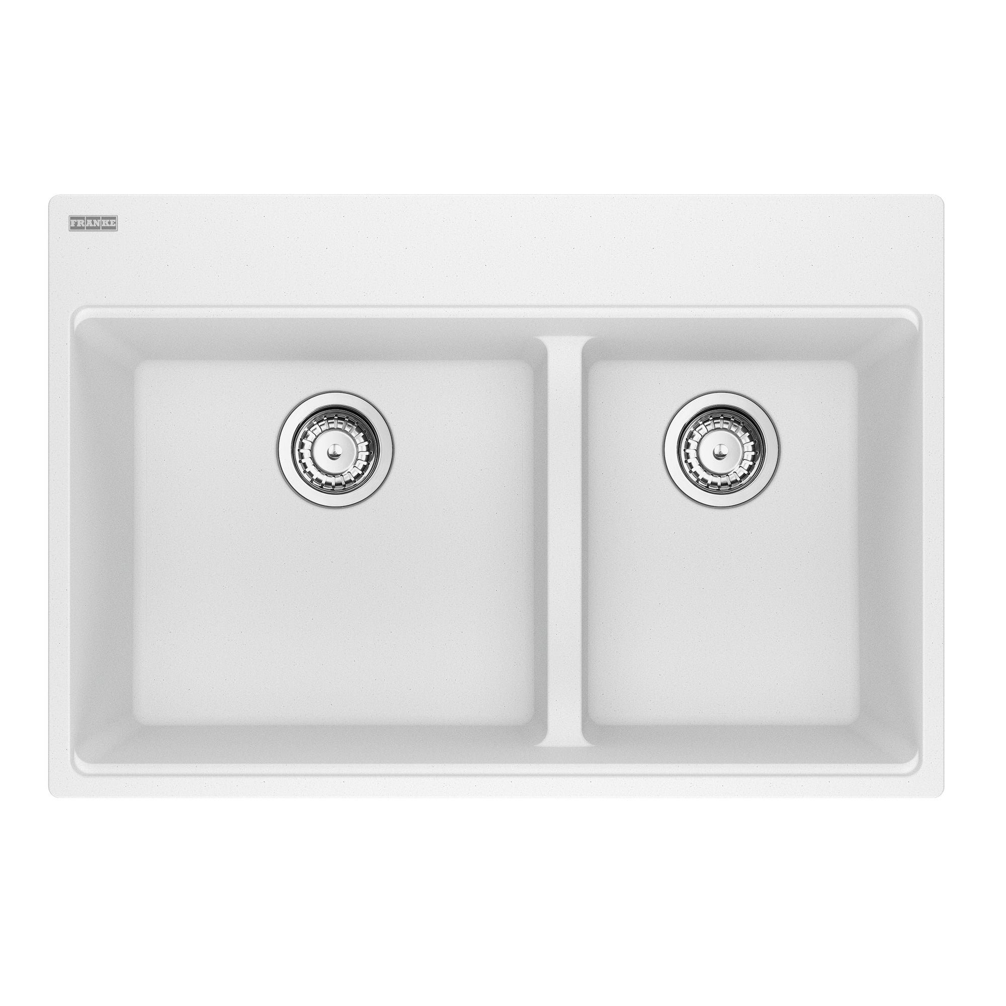 Franke MAG6601611LD-PWT-S- Maris Tm Grn Polar White Dbl 33Cab - Low Divide With Strainer Basket