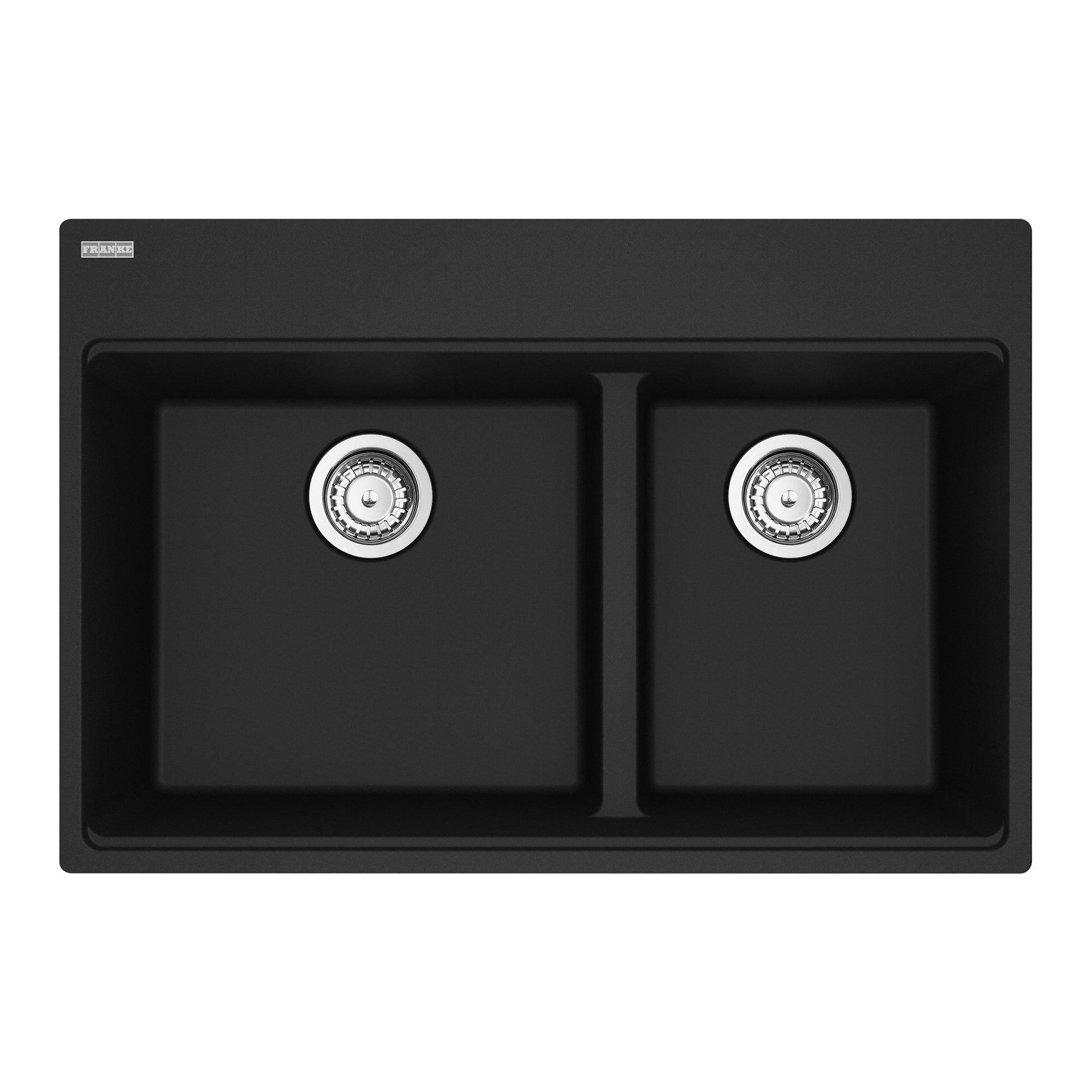 Franke MAG6601812LD-MBK-S- Maris Tm Grn Matte Black Dbl 36Cab - Low Divide With Strainer Basket