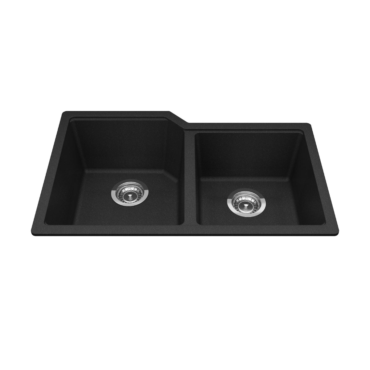 Kindred MGC2031U-9ON- Granite Series 30.69-in LR x 19.69-in FB Undermount Double Bowl Granite Kitchen Sink in Onyx - FaucetExpress.ca