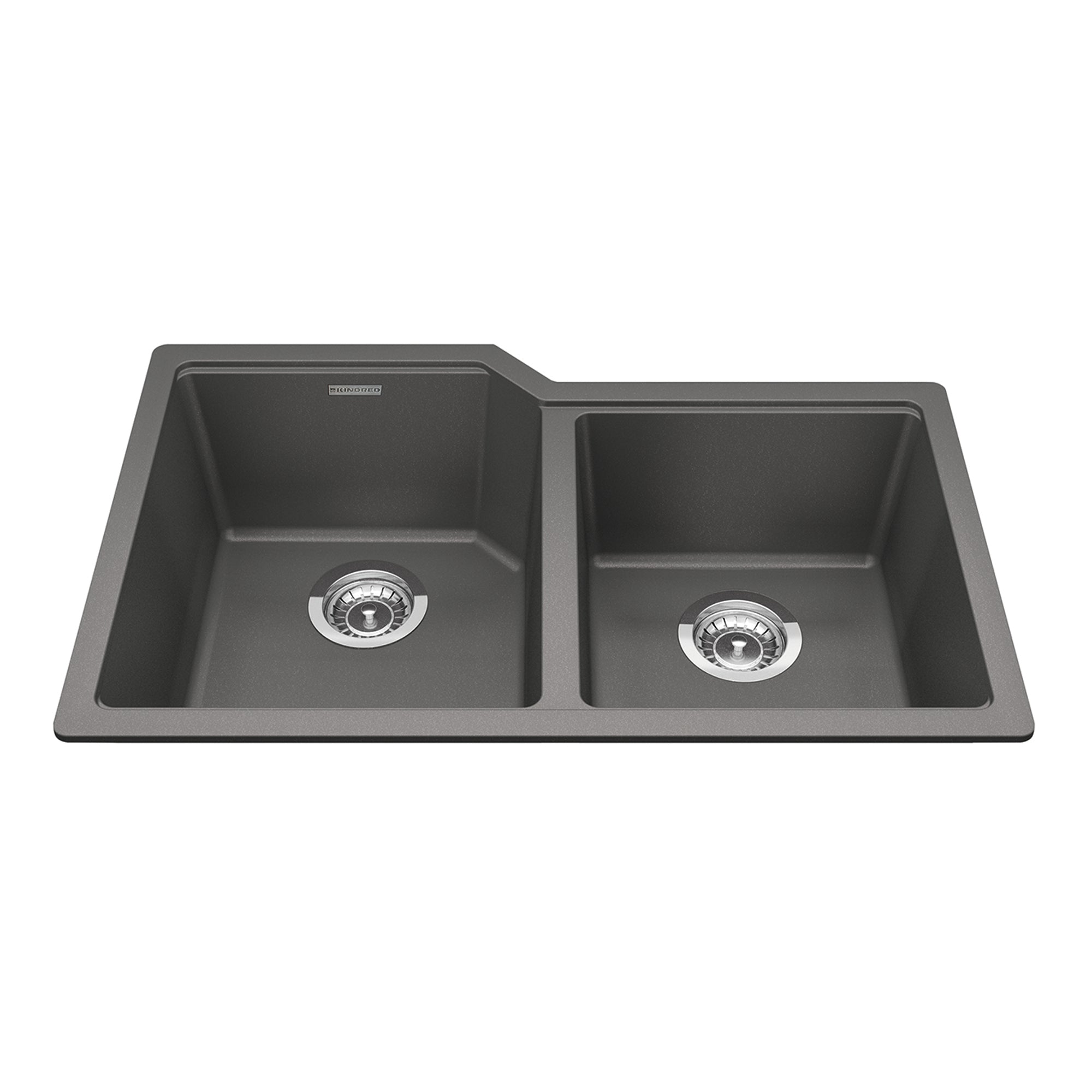 Kindred MGC2031U-9SG- Granite Series 30.69-in LR x 19.69-in FB Undermount Double Bowl Granite Kitchen Sink in Stone Grey