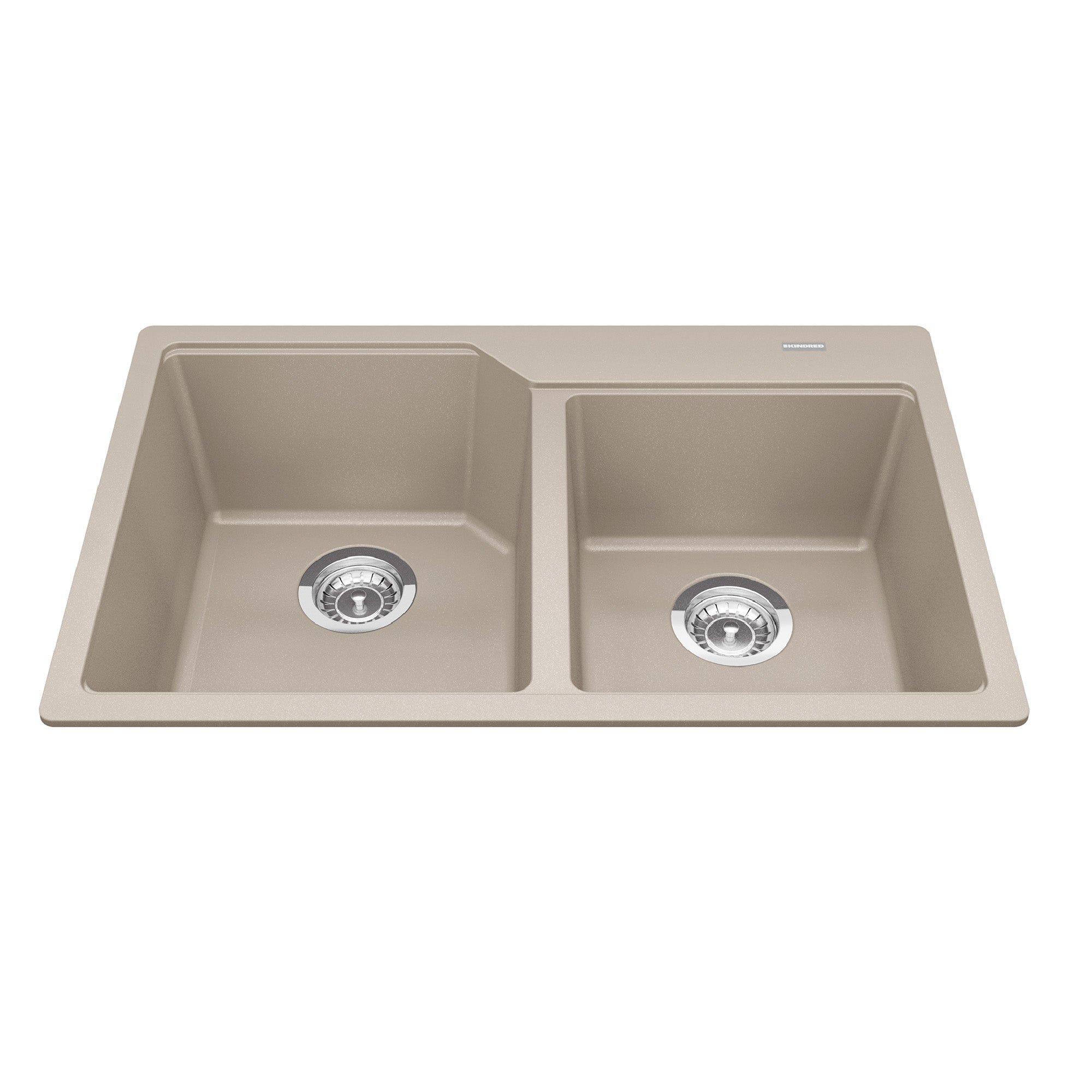 Kindred MGCM2031-9CHA- Granite Series 30.69-in LR x 19.69-in FB Drop In Double Bowl Granite Kitchen Sink in Champagne