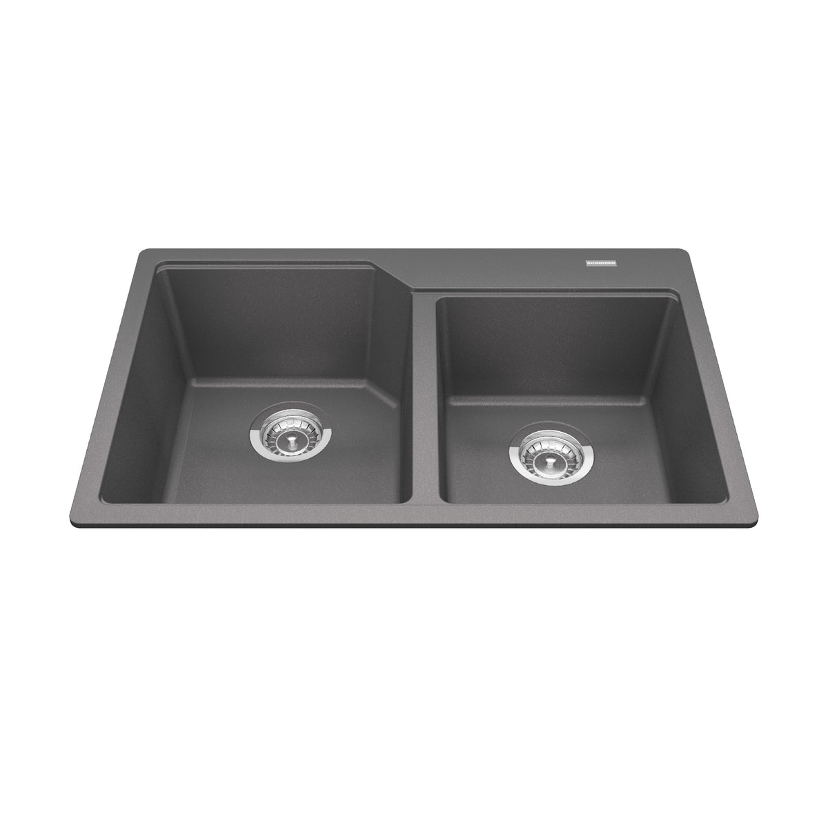 Kindred MGCM2031-9SG- Granite Series 30.69-in LR x 19.69-in FB Drop In Double Bowl Granite Kitchen Sink in Stone Grey - FaucetExpress.ca