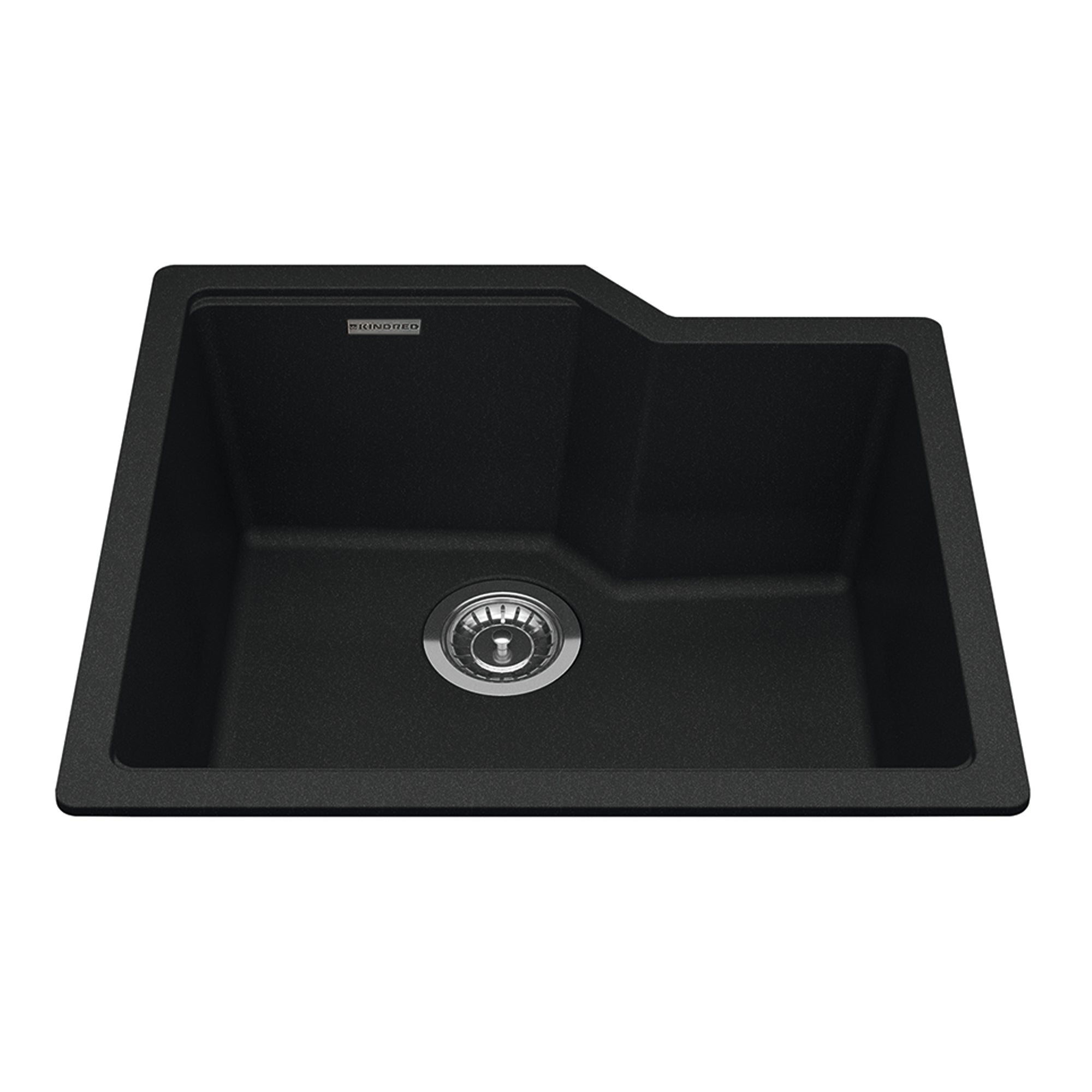 Kindred MGS2022U-9ON- Granite Series 22.06-in LR x 19.69-in FB Undermount Single Bowl Granite Kitchen Sink in Onyx