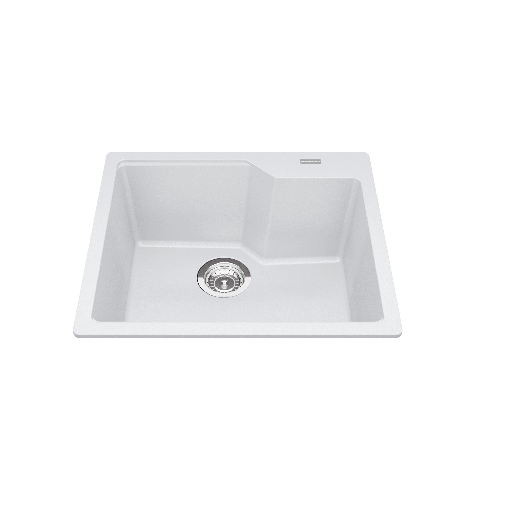 Kindred MGSM2022-9PWT- Granite Series 22.06-in LR x 19.69-in FB Drop In Single Bowl Granite Kitchen Sink in Polar White in Polar White