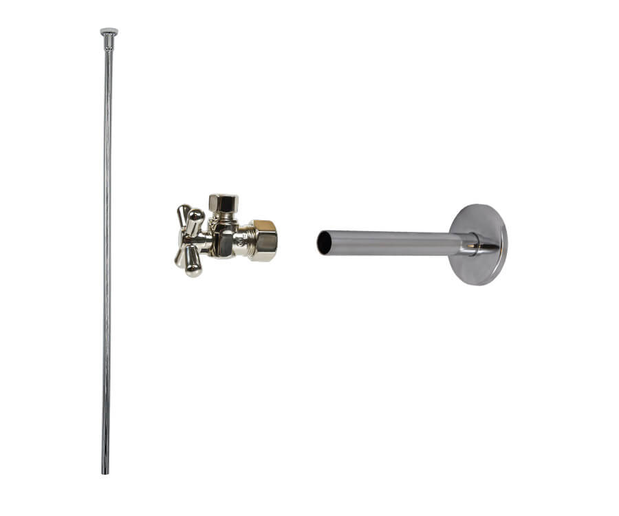 Mountain Plumbing MT582BX-NL/BRN - Toilet Supply Kit - Brass Cross Handle With 1/4 Turn Ball Valve (Mt621-Nl) - Angle, Cover Tube, Flat Head Riser