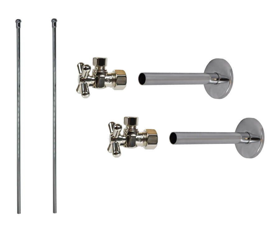 Mountain Plumbing MT593BX-NL/BRN - Lavatory Supply Kit - Brass Cross Handle With 1/4 Turn Ball Valve (Mt621-Nl) - Angle, Cover Tubes, No Trap