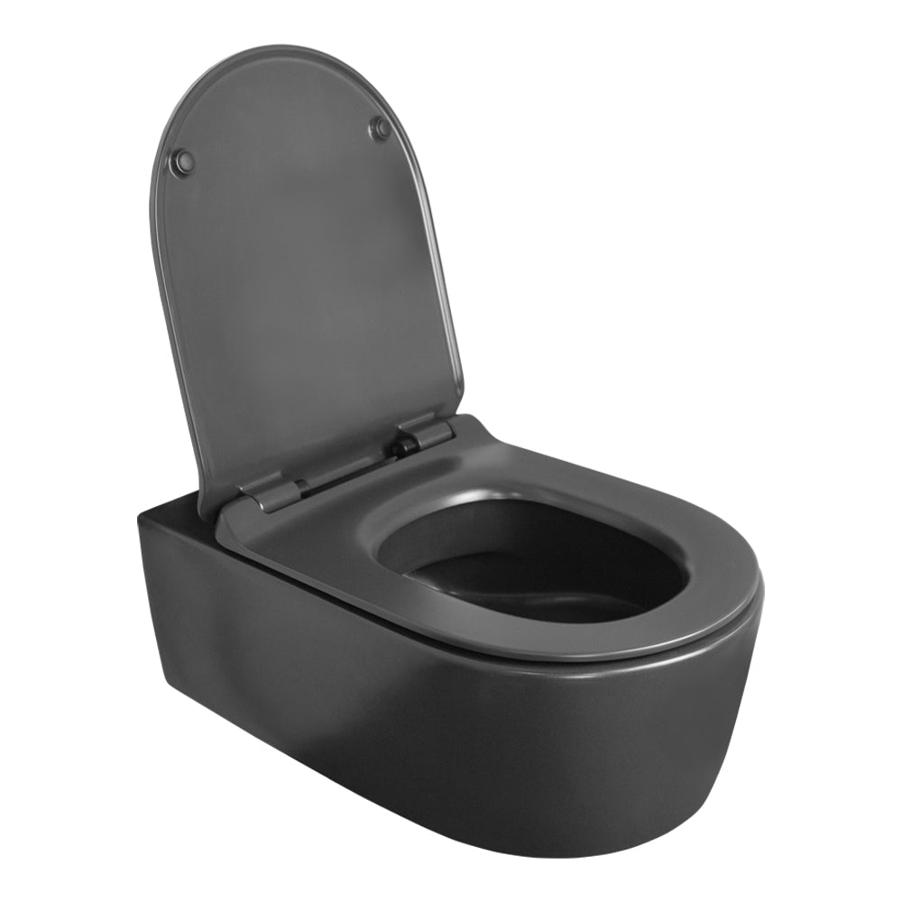 Lacava N5051WC-MB - Wall-Hung Porcelain Toilet For Concealed Flushing System ( Geberit #Ge 111335005). Includes A Soft-Closing Seat Cover. W: 14 5/8", D: 19 3/4", H: 15 1/2".