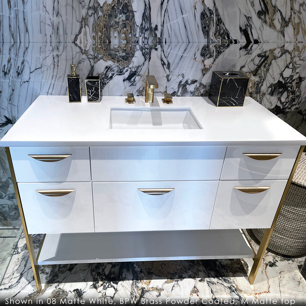 Lacava - Countertop In White Solid Surface, Stone Or Quartz, For Vanity Nav-Un-48 - Faucet Holes Centered Behind The Sink/S Unless Specified In Another Location. W: 48", D: 22", H: 1".