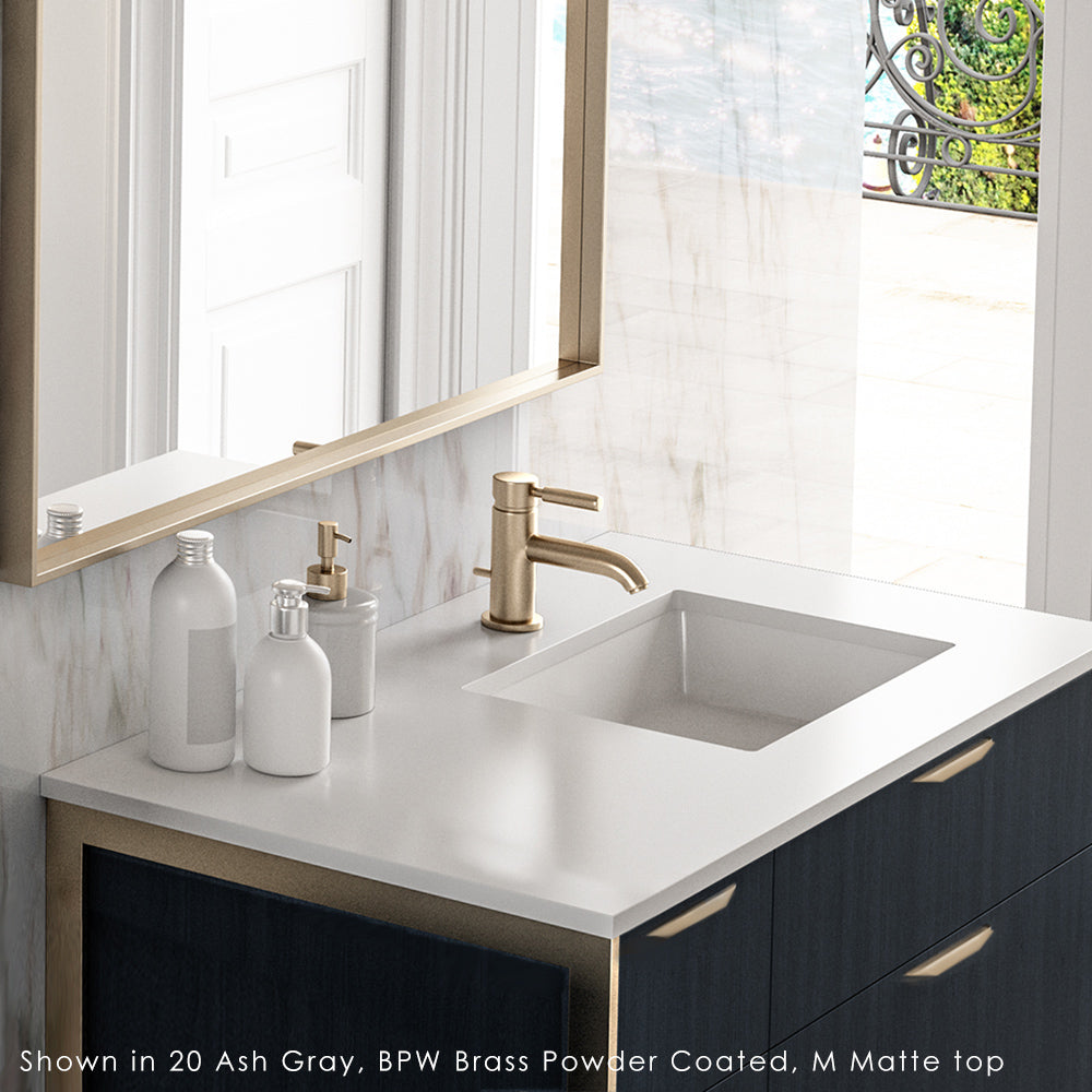 Lacava - Countertop In White Solid Surface, Stone Or Quartz, For Vanity Nav-Un-36R. W: 36", D: 22", H: 1".