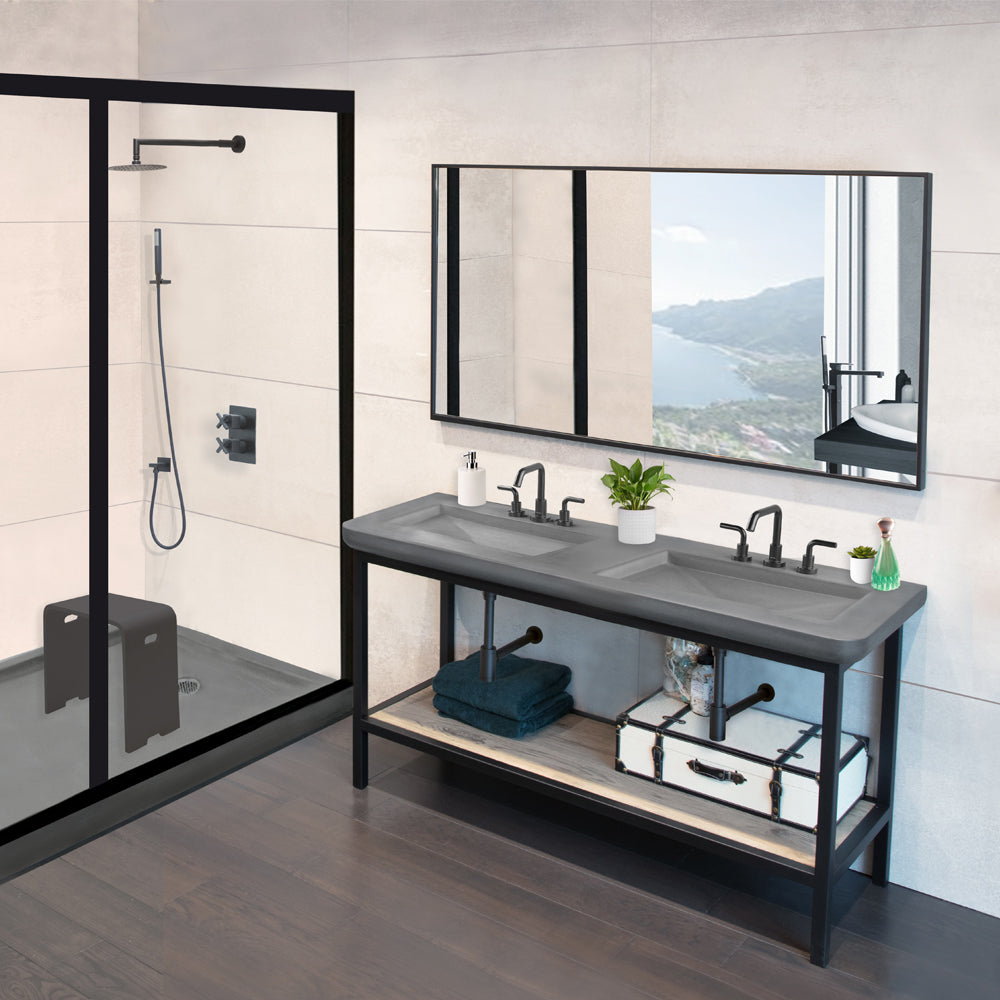 Lacava - Floor-Standing Metal Console Stand Made Of Stainless Steel Or Brass. It Must Be Attached To Wall. Sink Ct680 Sold Separately. W: 64", D: 21", H: 32"