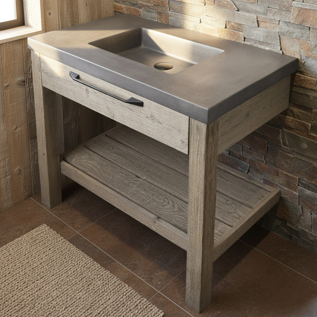 Lacava - Floor-Standing Vanity With Drawer And Slotted Bottom Shelf.