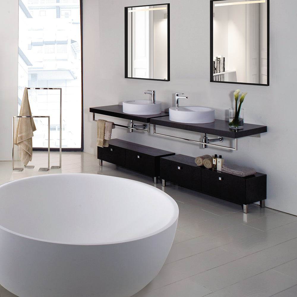 Lacava - Wall-Mount Wooden Countertop With Polished Stainless Steel Brackets. Cut-Outs Provided Upon Request. 48"W, 19 3/4"D, 2 1/4"H.