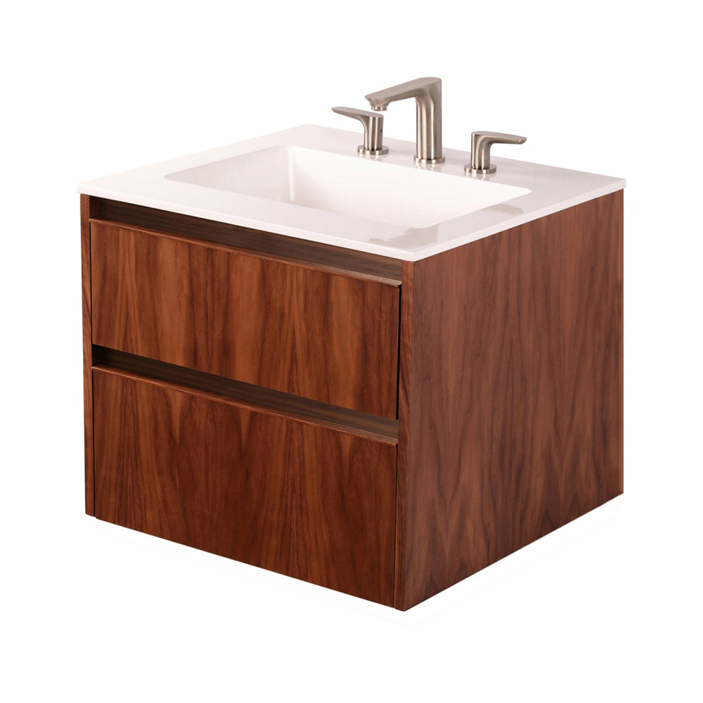 Lacava - Wall-Mount Under-Counter Vanity With Two Drawers And Plumbing Notch In Back. 23-3/4"W, 21-7/8"D, 19-1/2"H - *Quick-Ship Program Natural Walnut