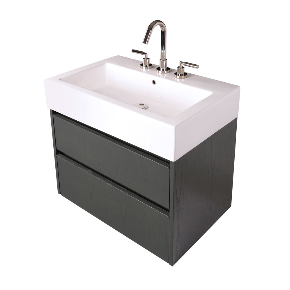 Lacava - Wall-Mount Under-Counter Vanity With Two Drawers And Plumbing Notch In Back. 28"W, 18-1/8"D, 20"H - *Quick-Ship Program Natural Walnut