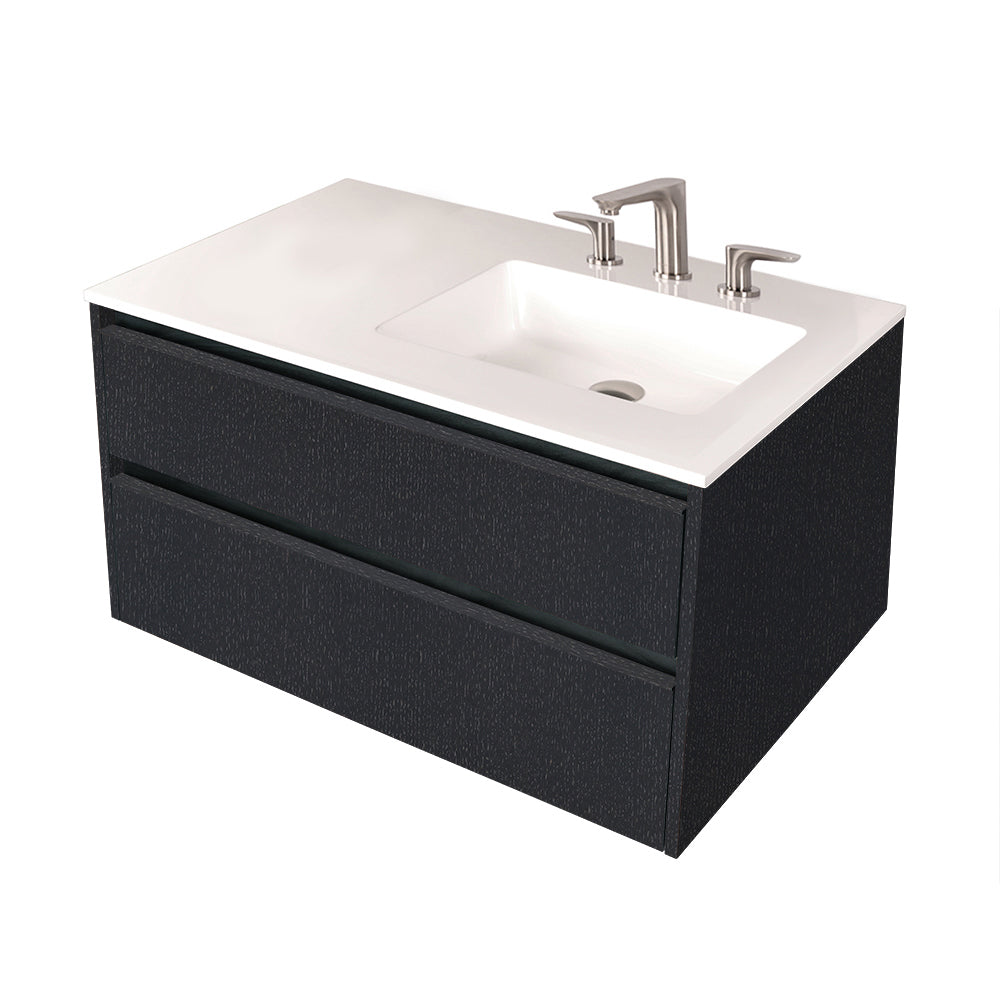 Lacava - Wall-Mount Under-Counter Vanity With Two Drawers And Plumbing Notch In Back. 35-3/4"W, 21-7/8"D, 19-1/2"H - *Quick-Ship Program Natural Walnut