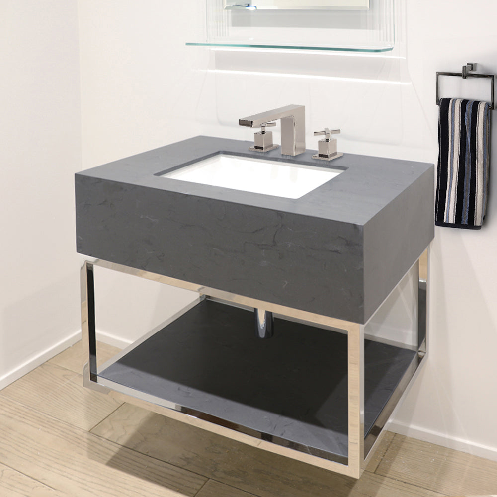 Lacava - Wall-Mount Under-Counter Frame With Top, Shelf And Optional Backsplash. Sink 5485 Sold Separately. W: 30", D:21", H:23.5".