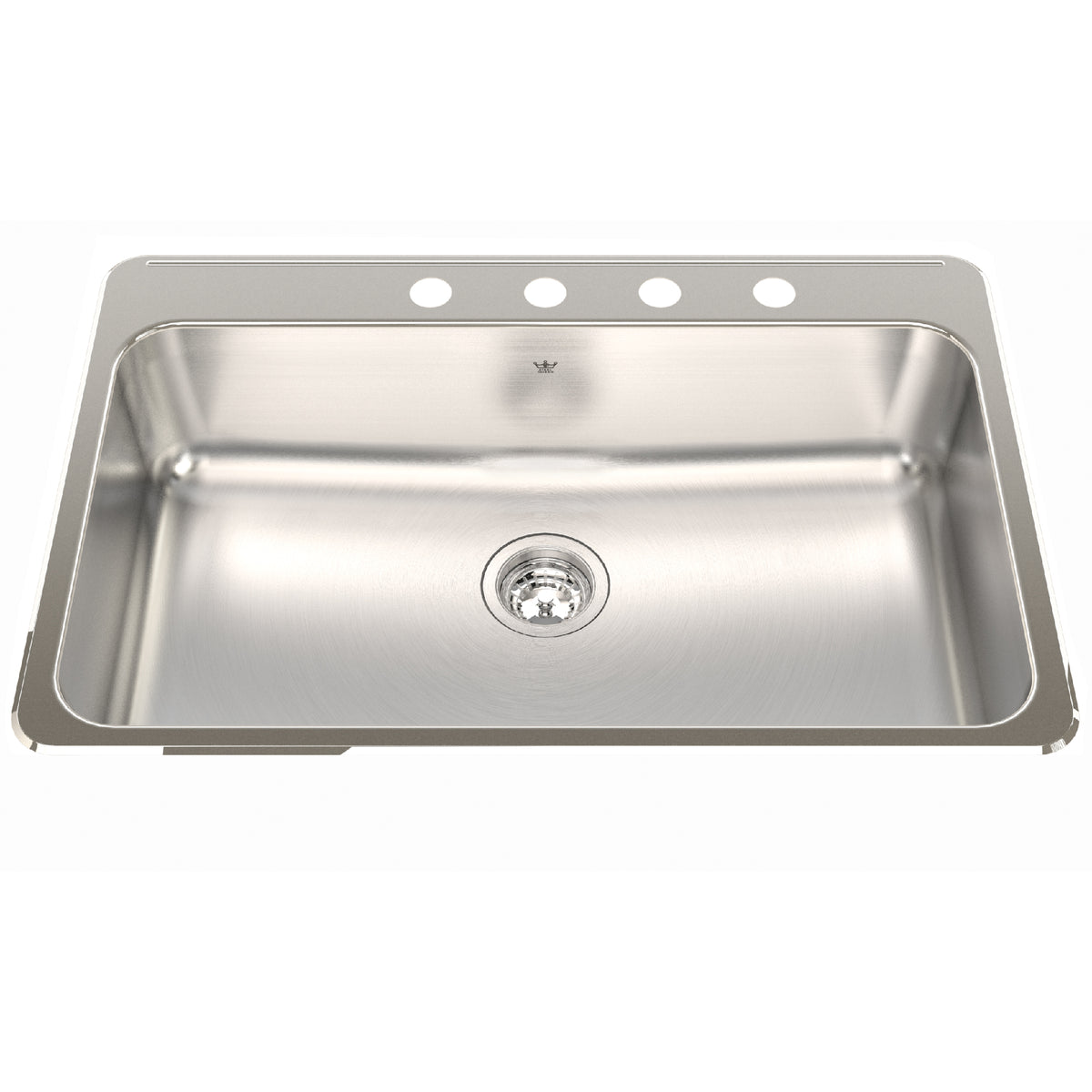 Kindred QSLA2031-8-4- Steel Queen 31.25-in LR x 20.5-in FB Drop In Single Bowl 4-Hole Stainless Steel Kitchen Sink - FaucetExpress.ca