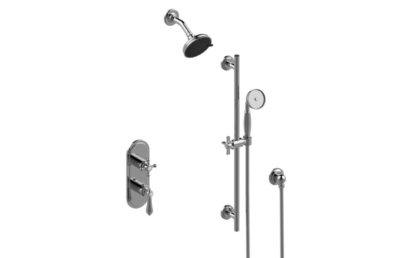 Graff S50L2X120FR-UBB-T - M-Series Thermostatic Shower System - Shower With Handshower (Trim)