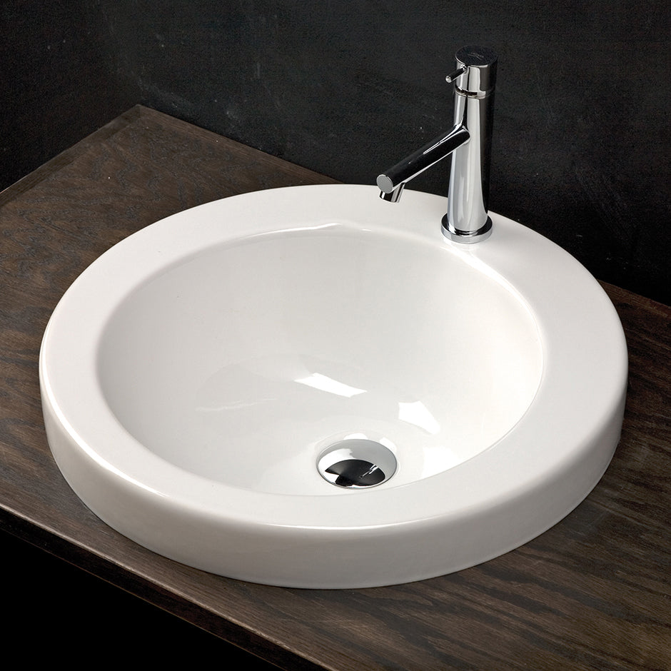 Lacava SAP50-001 - Self-Rimming Porcelain Bathroom Sink With One Faucet Hole And An Overflow, 19 3/4"Diam, 7 7/8"H