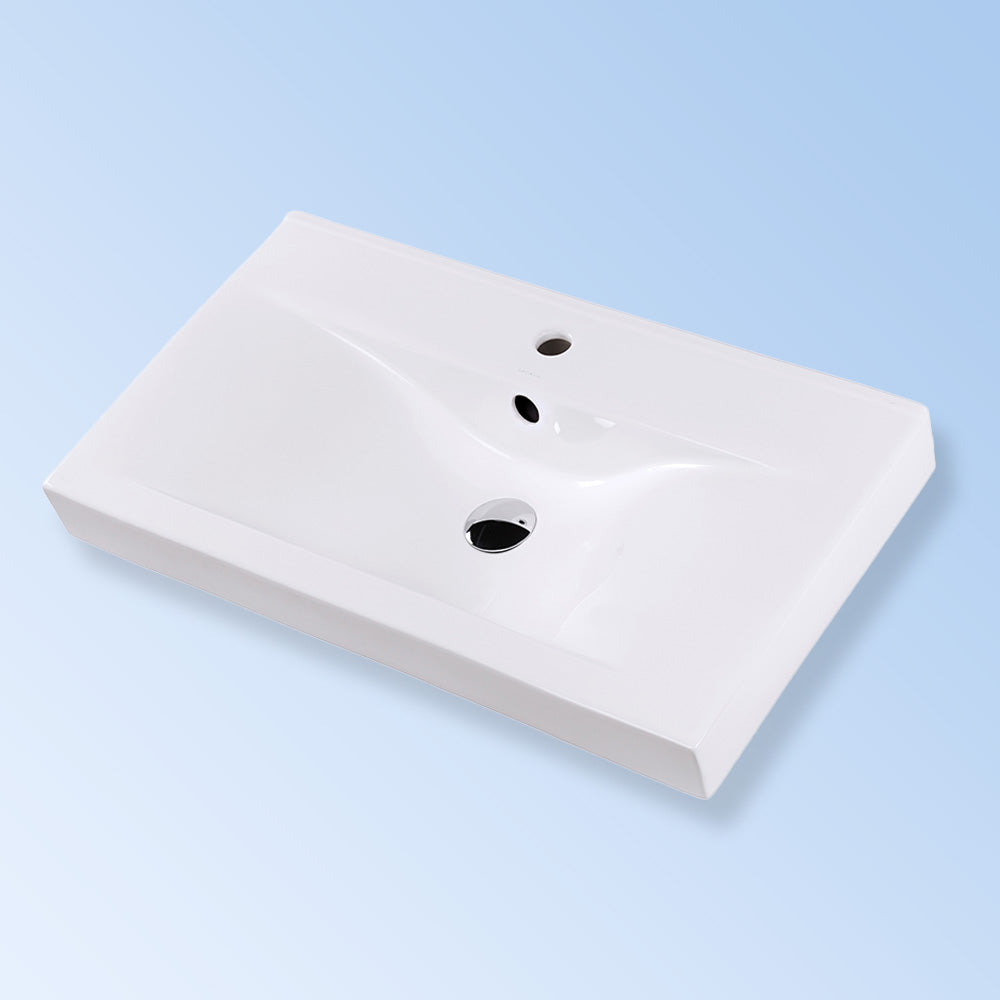 Lacava 5474A-02-001 - Vanity Top Porcelain Bathroom Sink With Overflow. W: 30 1/4", D: 17 1/8", H: 6 1/2", With 01 - One Faucet Hole, 02 - Two Faucet Holes (Center & Right) Or 03 - Three Faucet Holes In 8" Spread.
