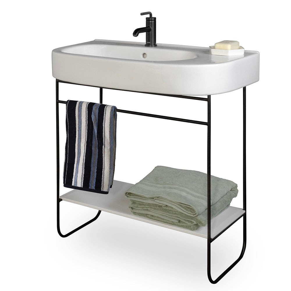 Lacava - Suave - Floor-Standing Stainless Steel Console Stand With A Towel Bar. It Must Be Attached To Wall. Sink 2971 Sold Separately. . 28"W X 14-3/4"D X 30"H.