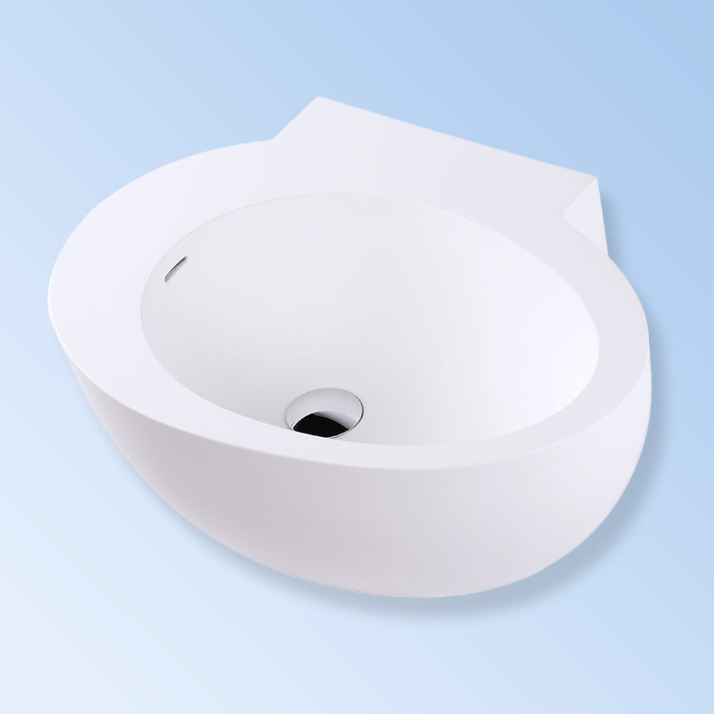 Lacava - Wall-Mount Solid Surface Bathroom Sink With An Overflow, With 00 - No Faucet Holes, 01 - One Faucet Hole, 02 - Two Faucet Holes (Center & Right) Or 03 - Three Faucet Holes In 8" Spread. W: 24", D: 7 1/2", H: 13 1/2".