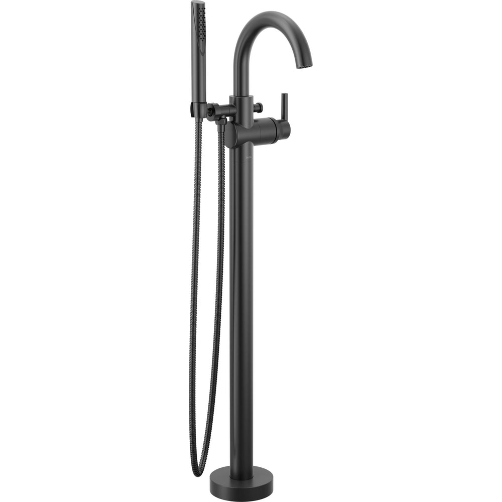 Delta T4759-BLFL- Single Handle Floor Mount Tub Filler Trim with Hand Shower