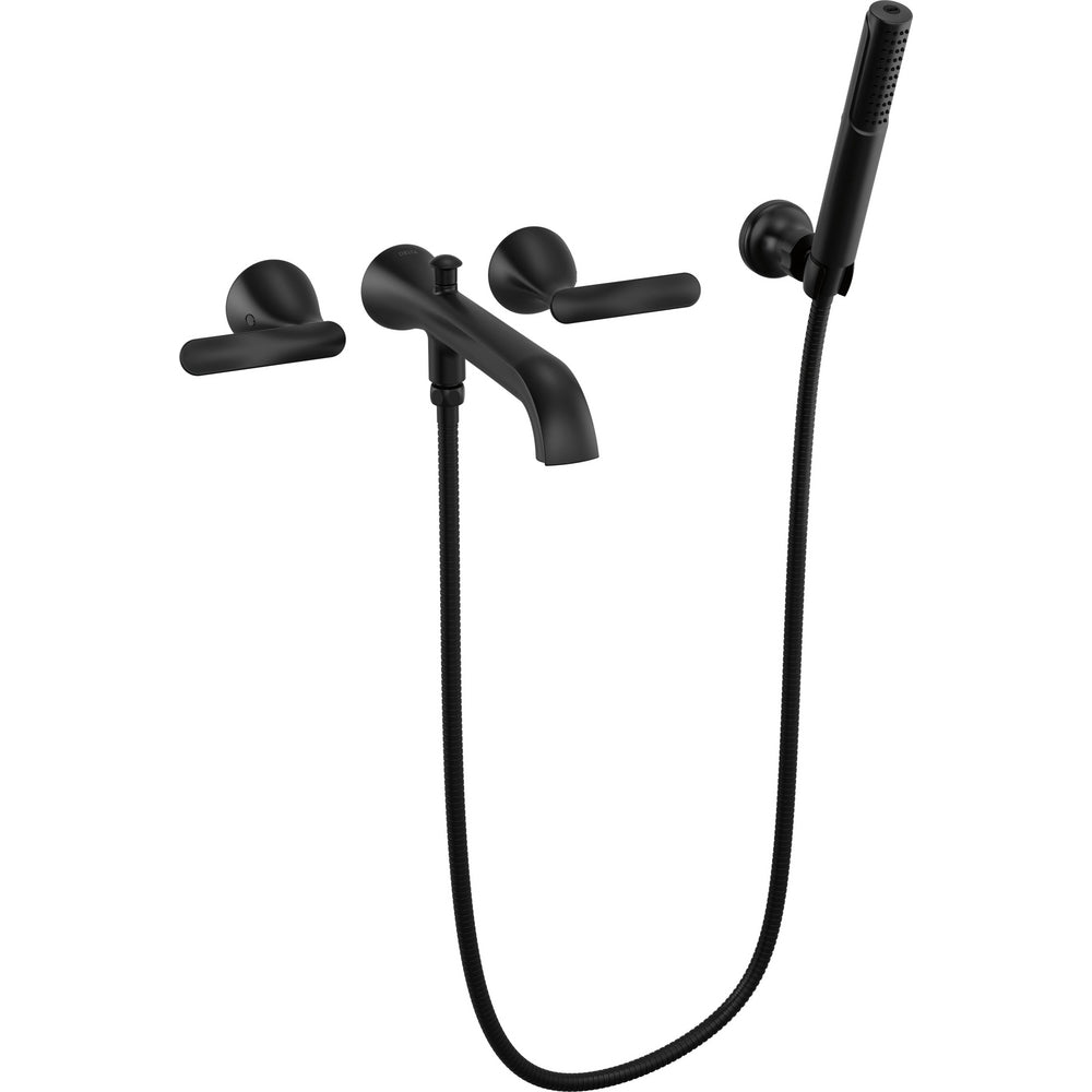 Delta T5745-BLWL - Two Handle Wall Mount Tub Filler Trim With Hand Shower