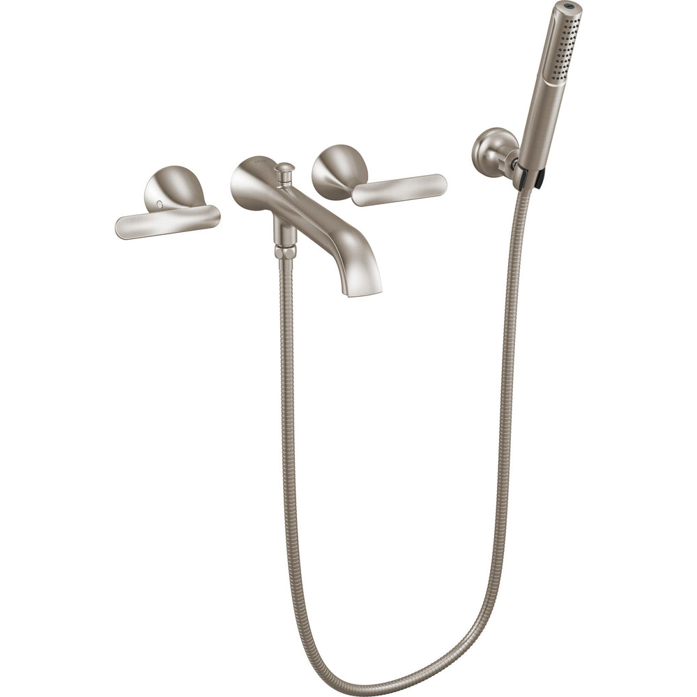 Delta T5745-SS-PR-WL - Two Handle Wall Mount Tub Filler Trim With Hand Shower