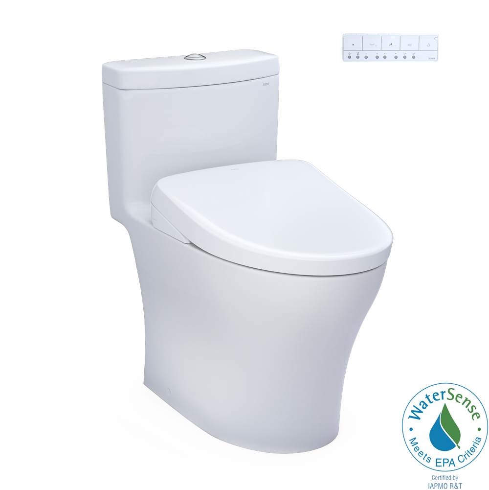 Toto MW6464726CEMFGN#01- WASHLET®+ Aquia® IV One-Piece Elongated Dual Flush 1.28 and 0.9 GPF Toilet with S7 Contemporary Electric Bidet Seat, Cotton White