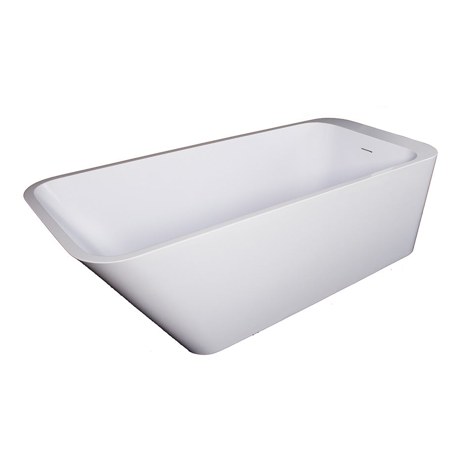Lacava - Free Standing Soaking Bathtub Made Of White Solid Surface With Overflow And Solid Surface Pop Up Drain Water Capacity 84.5 Gal W: 67 1/2", D: 29 1/2", H: 21 1/2", Net 330 Lbs