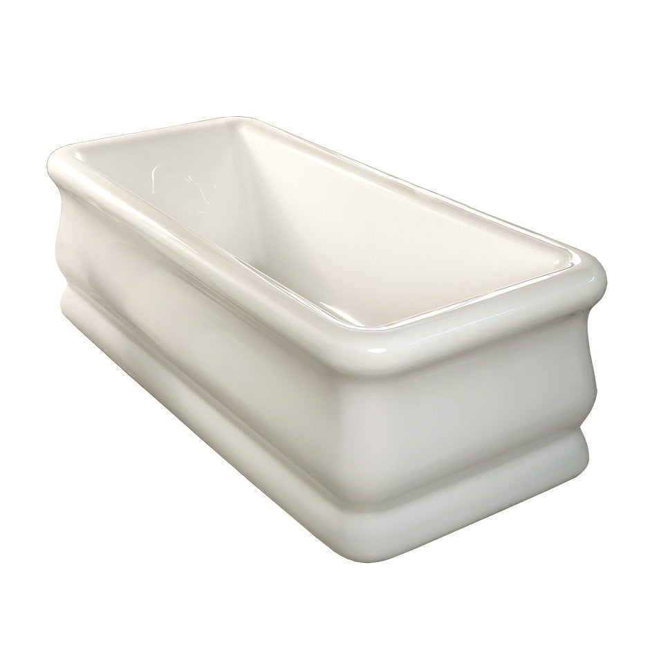 Lacava TUB11-001 - Free-Standing Soaking Bathtub Made Of Luster White Acrylic With An Overflow And Polished Chrome Drain, Net Weight 133 Lbs, Water Capacity 84.5 Gal, W: 71”, D: 33 1/2”, H: 24 7/8”.