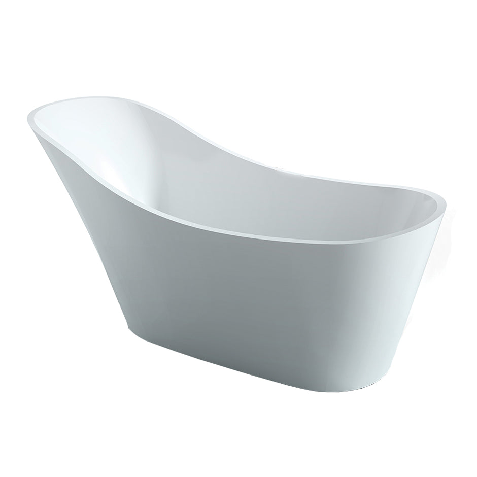 Lacava TUB19-001 - Free-Standing Soaking Bathtub Made Of Luster White Acrylic With An Overflow And Polished Chrome Drain, Net Weight 135 Lbs, Water Capacity 73 Gal. W: 67", D: 27 1/4", H: 33".