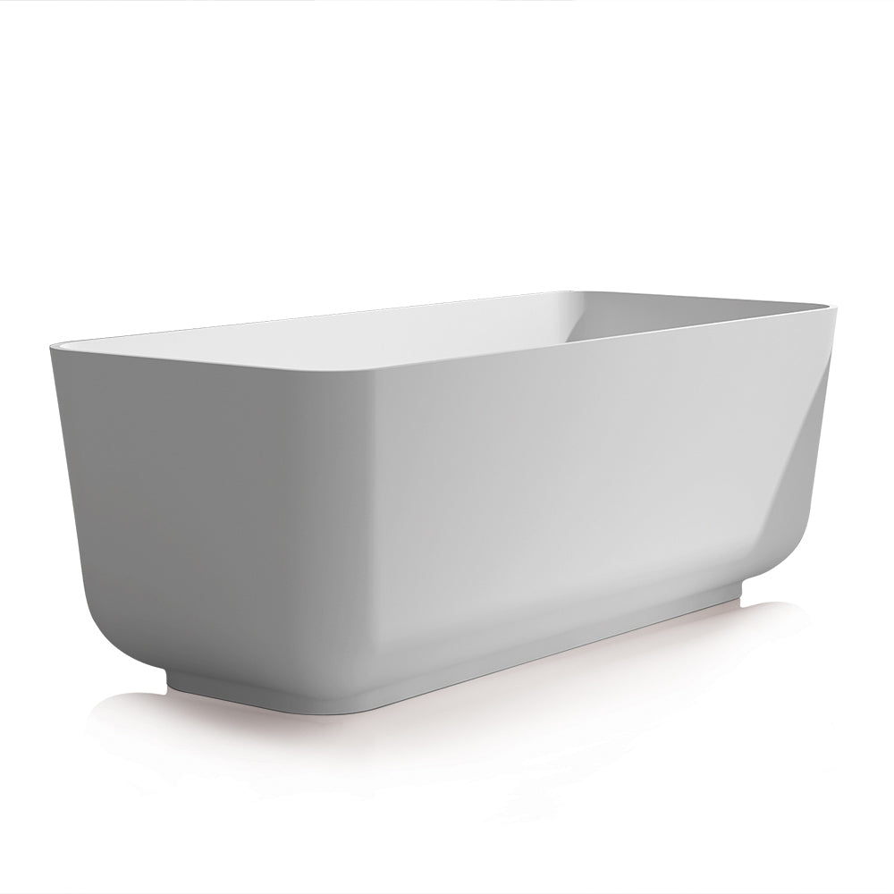 Lacava - Free-Standing Soaking Bathtub Made Of White Solid Surface With Overflow And A Decorative Solid Surface Drain; Net Weight 220 Lbs, Water Capacity 74 Gal. Shipping Class 5. 59"W, 25-1/2"D, 21-5/8"H