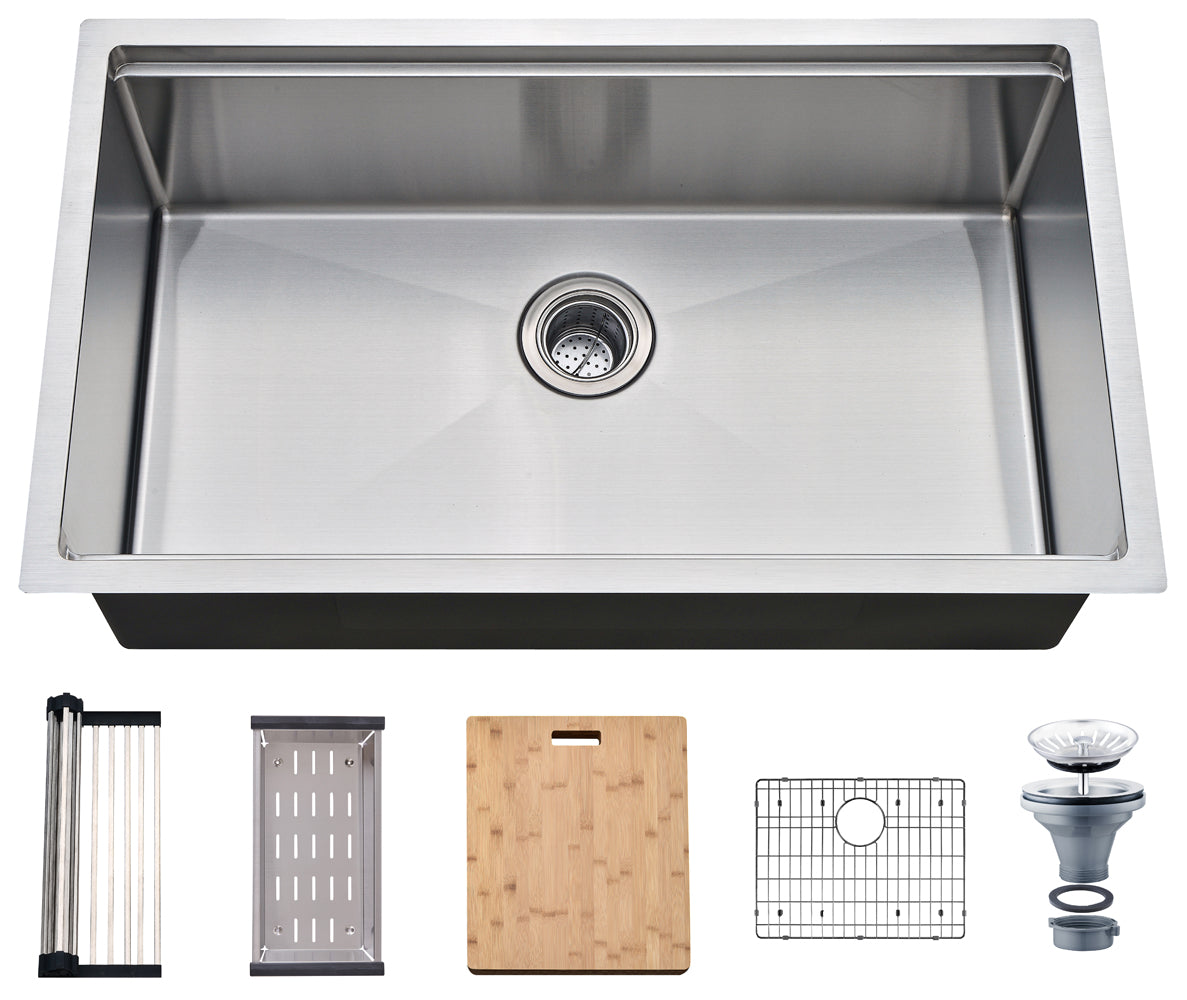 Workstation Kitchen Sink w/ Accessories (30" X 17" X 10") - FaucetExpress.ca