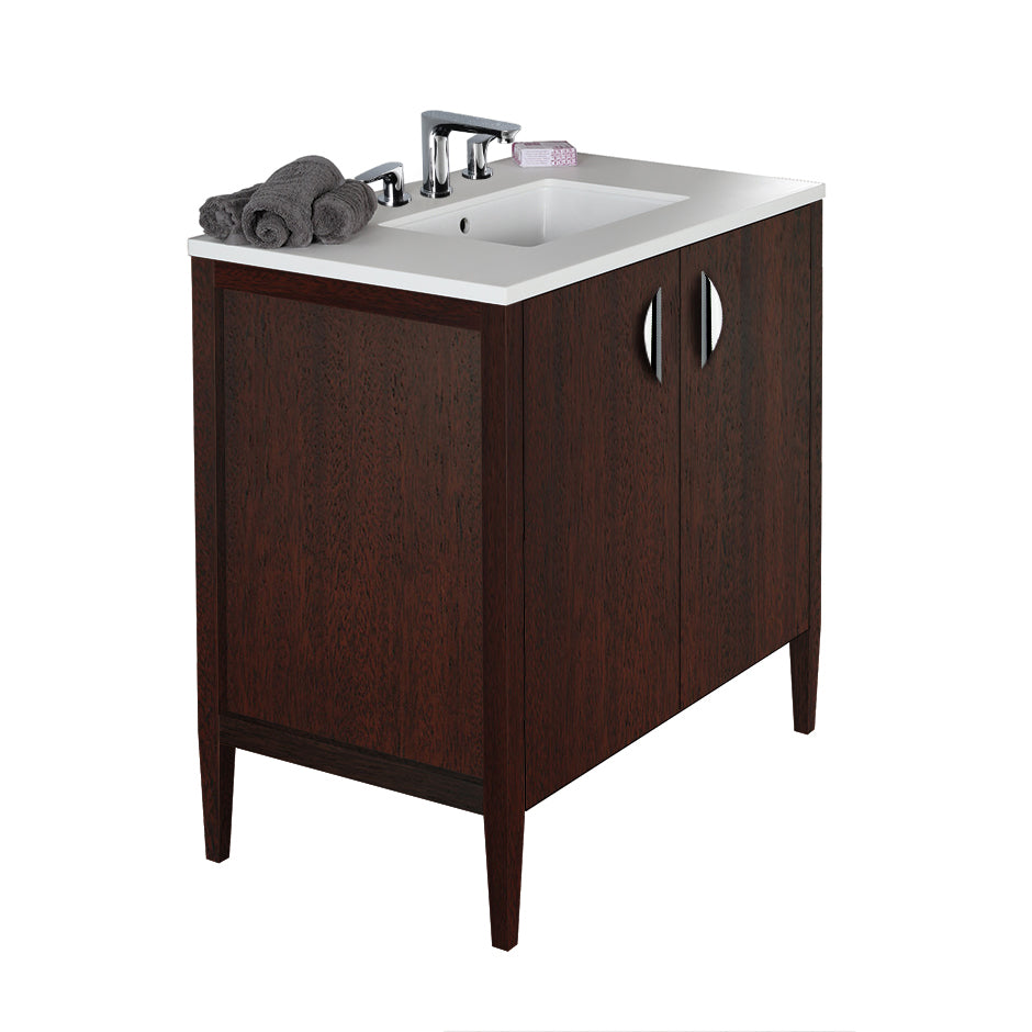 Lacava - Free-Standing Under-Counter Vanity With Two Doors(Pulls Included). Counter Top Lrs-36T And Bathroom Sink 5062Un Are Sold Separately. W: 35 1/2", D: 20 3/4", H: 34 1/4".