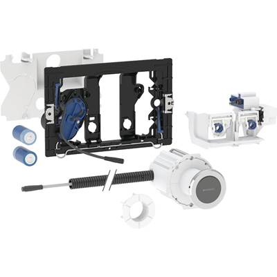 Geberit 115.937.SN.6 - Geberit Electronic Wc Flush Control, Battery Operation, For Sigma Concealed Cistern 12 Cm, With Type 10 Ir Button, Round: Design Ring: Polished, Collar: Brushed, Easy-To-Clean Coated