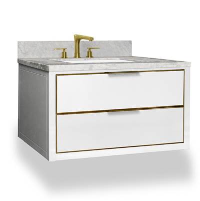Icera V-5136.264- Muse Wallhung Vanity 36-In, Walnut Brown With Satin Brass