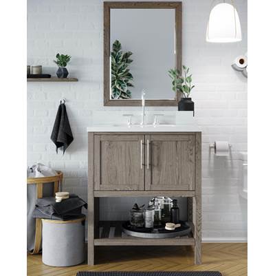 Icera V-6330.209- Riose Vanity Cabinet (W Towel Shelf) 30-In, Brushed Grey Oak