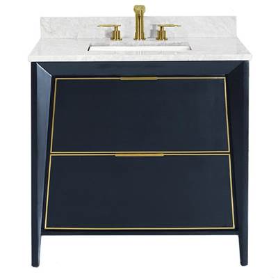 Icera V-3036.074- Canto Vanity Cabinet, 36-In Navy Blue W Satin Brass