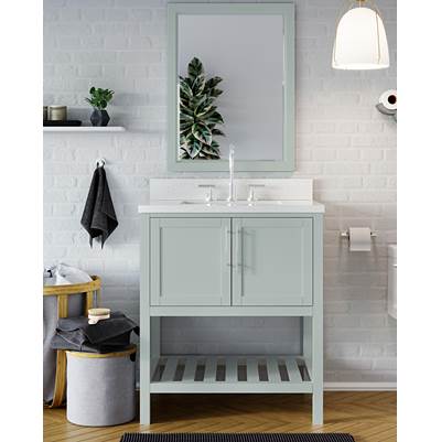 Icera V-6336.03- Riose Vanity Cabinet (W Towel Shelf) 36-In, Ocean Grey