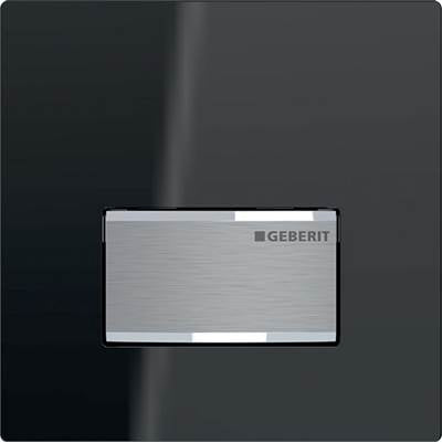 Geberit 116.016.JK.5 - Geberit Urinal Flush Control With Pneumatic Flush Actuation, Type 50 Actuator Plate, Square: Plate: Lava / Glossy Glass, Button: Chrome / Brushed