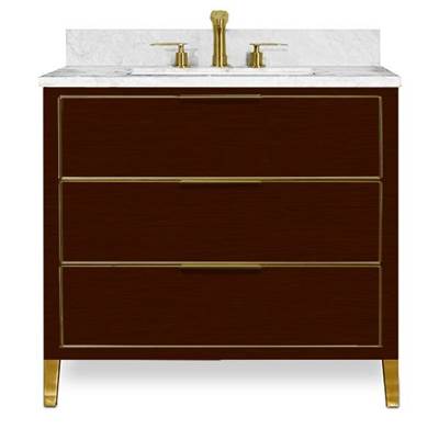 Icera V-5036.264- Muse Vanity Cabinet 36-In, Walnut Brown With Satin Brass